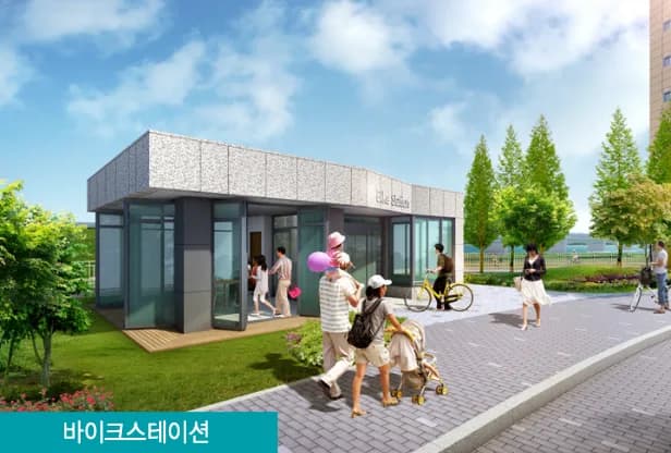 바이크스테이션 - 입주민 전용 자전거 보관 및 정비 공간.